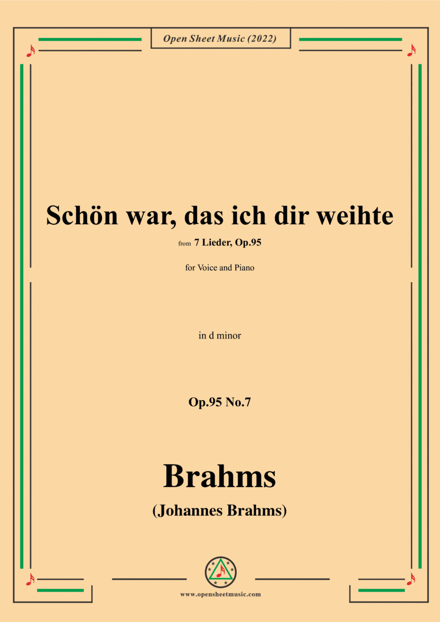 Brahms-Schon war,das ich dir weihte,Op.95 No.7 in d minor (arr. Open Cloud)