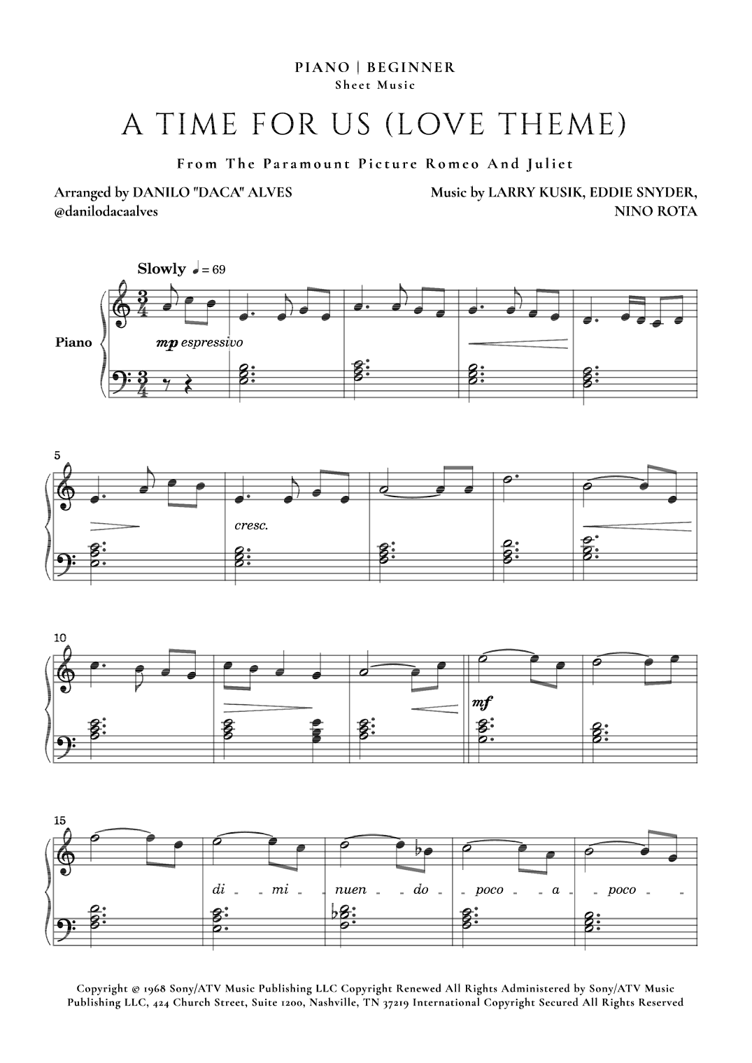 A Time For Us (love Theme) (arr. Danilo "Daca" Alves)