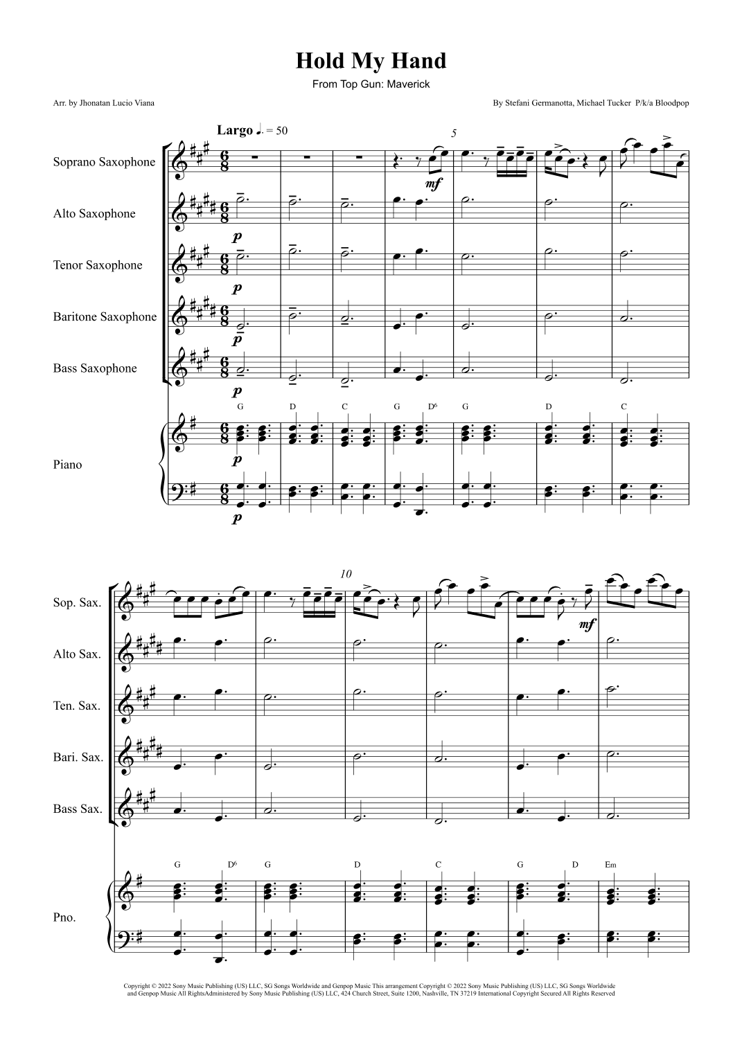 Hold My Hand (arr. Jhonatan Lucio Viana)