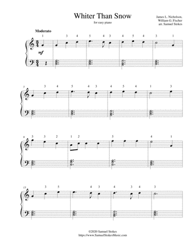 Whiter Than Snow - for easy piano (arr. Samuel Stokes)
