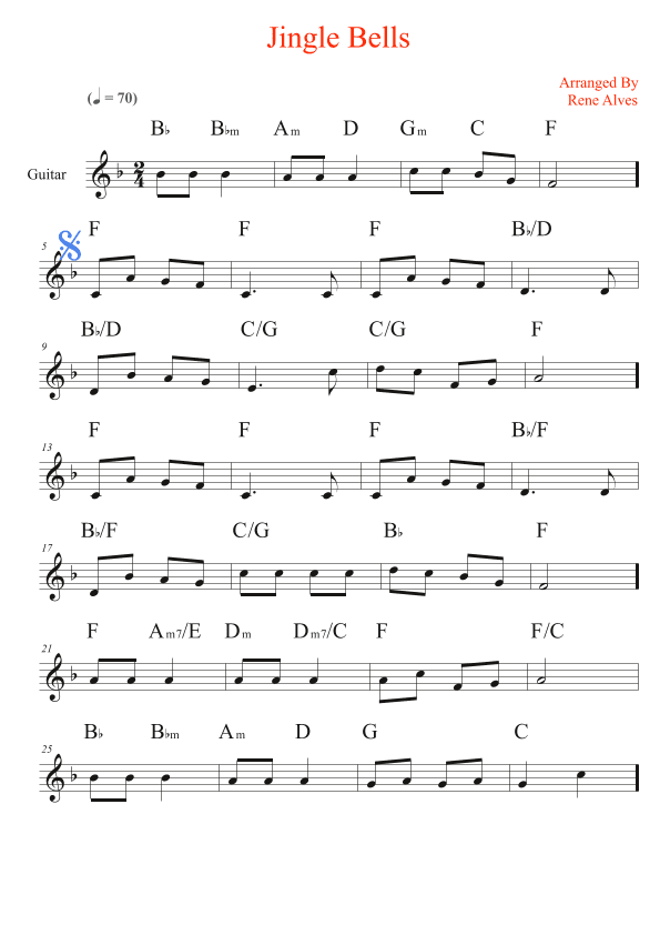 jingle bells, cipher christmas music and guitar melody (arr. Rene Alves)