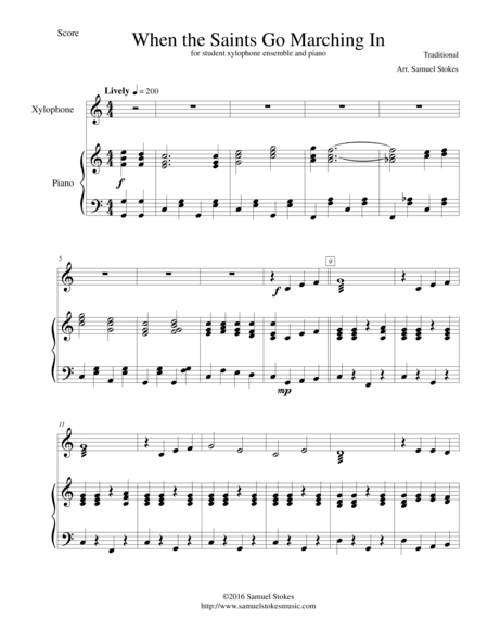 When the Saints Go Marching In - for xylophone ensemble and piano (arr. Samuel Stokes)