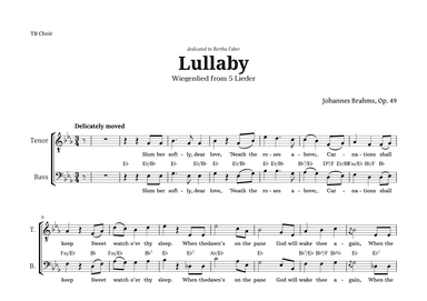 Lullaby by Brahms for TB Choir (arr. Langanho)