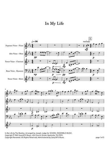 In My Life (arr. Joseph Judge)