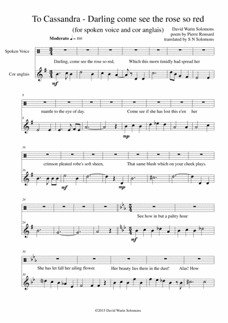 To Cassandra for cor anglais and narrator