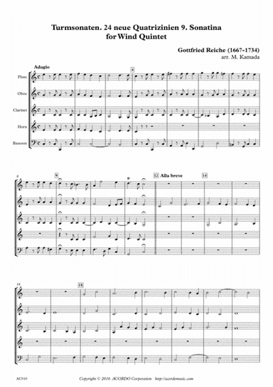 Turmsonaten. 24 neue Quatrizinien 9. Sonatina for Wind Quintet (arr. Mikio Kamada)