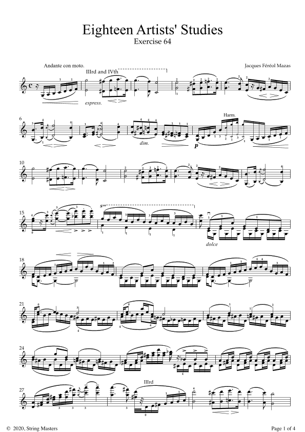 Mazas 75 Melodious & Progressive Studies Op 36, Book 3, No.64 (arr. String Masters)