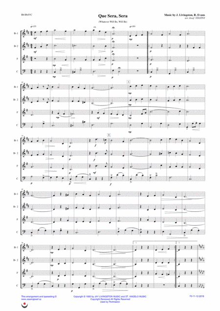 Que Sera, Sera (whatever Will Be, Will Be) (arr. Josef Štastný)
