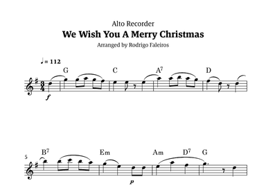 We Wish You a Merry Christmas (for solo alto recorder) (arr. Rodrigo Faleiros)