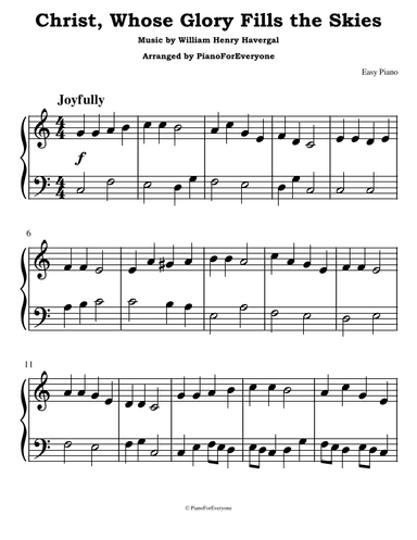 Christ, Whose Glory Fills the Skies (Easy Piano) (arr. PianoForEveryone)