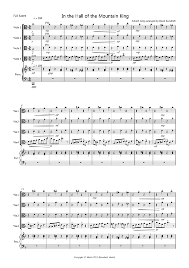 In the Hall of the Mountain King for Viola Quartet (arr. David Burndrett)