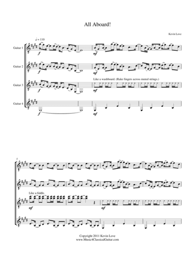 All Aboard (Guitar Quartet) - Score and Parts
