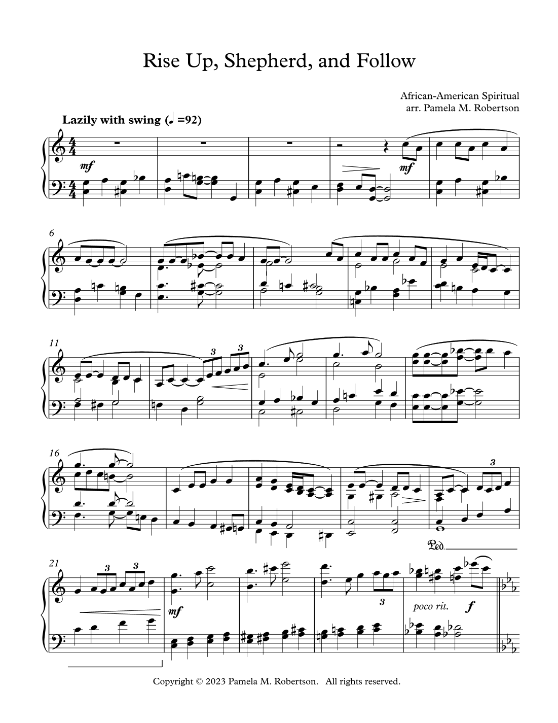Rise Up Shepherd and Follow - Piano Solo (arr. Pamela M Robertson)