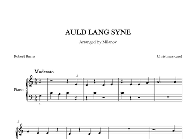 Auld lang syne  in C Piano Very Easy Christmas carol (arr. Milanov)