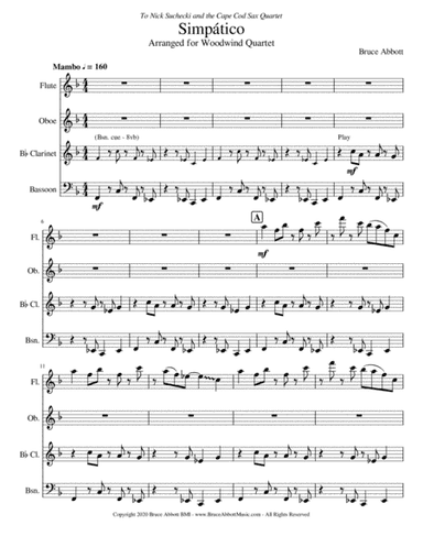 Simpático (Arranged for Woodwind Quartet)
