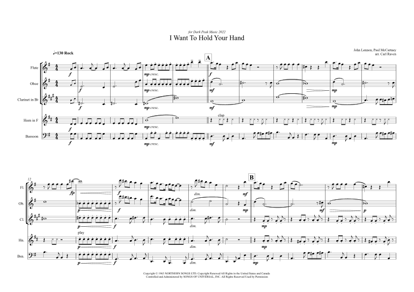 I Want To Hold Your Hand (arr. Carl Raven)