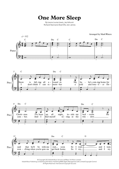 One More Sleep (arr. Mark Waters)