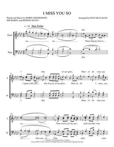 I Miss You So (arr. Dan Mulligan)