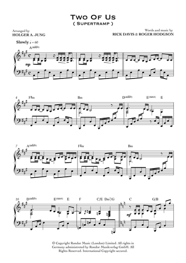 Two Of Us (arr. Holger A. Jung)