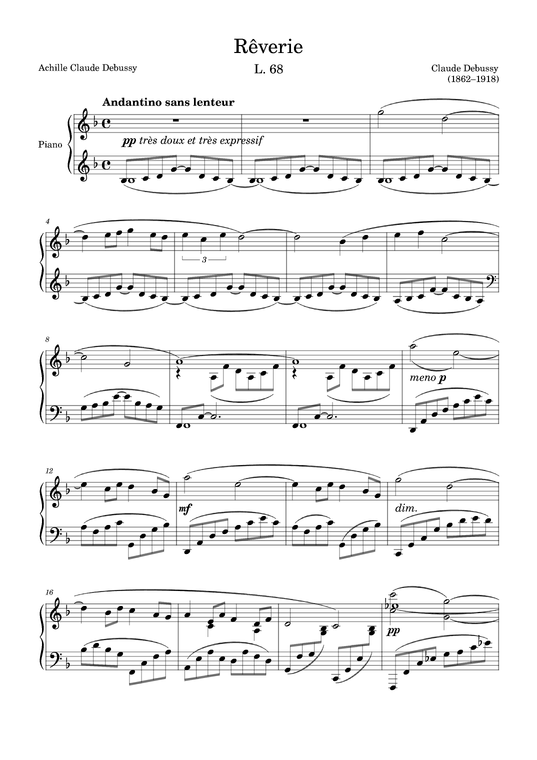 Reverie L. 68 (arr. Zachary Corbett)