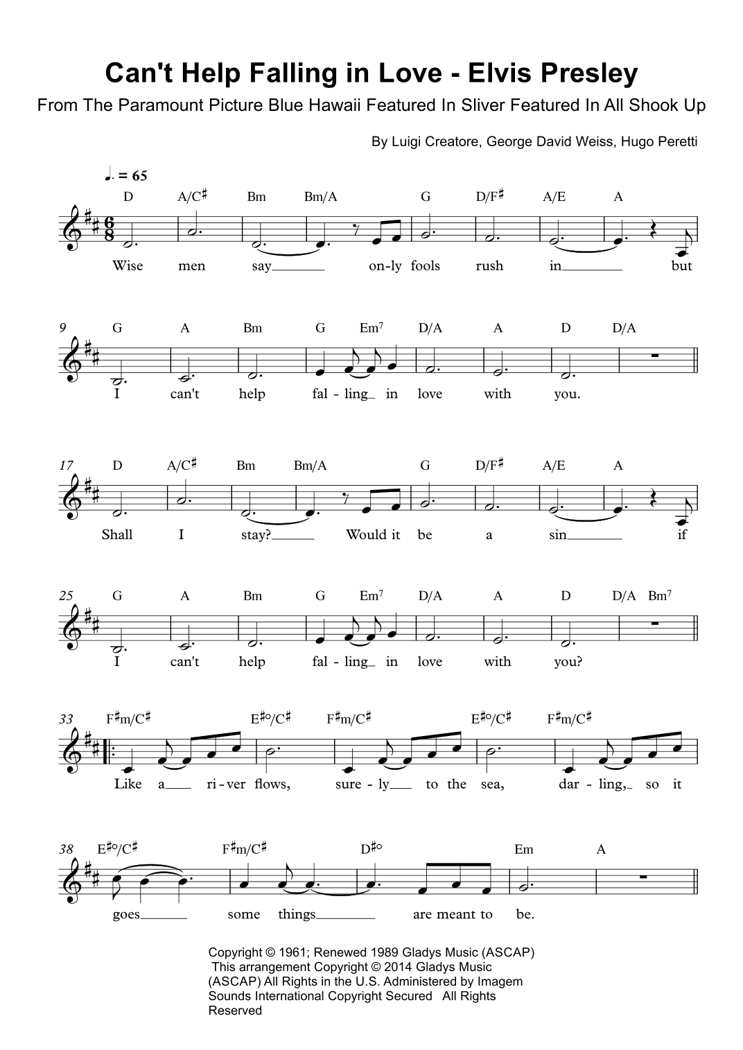 Can't Help Falling In Love (arr. Eduardo Mutz Có)