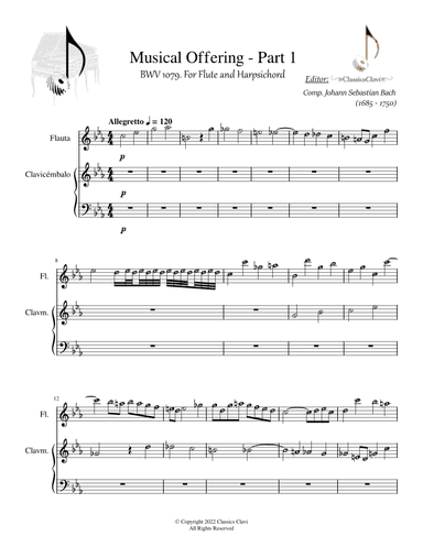 Musical Offering, Ricercar A 3, BWV 1079 (arr. Classics Clavi)