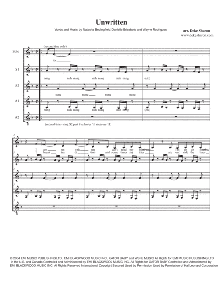 Unwritten (arr. Deke Sharon)
