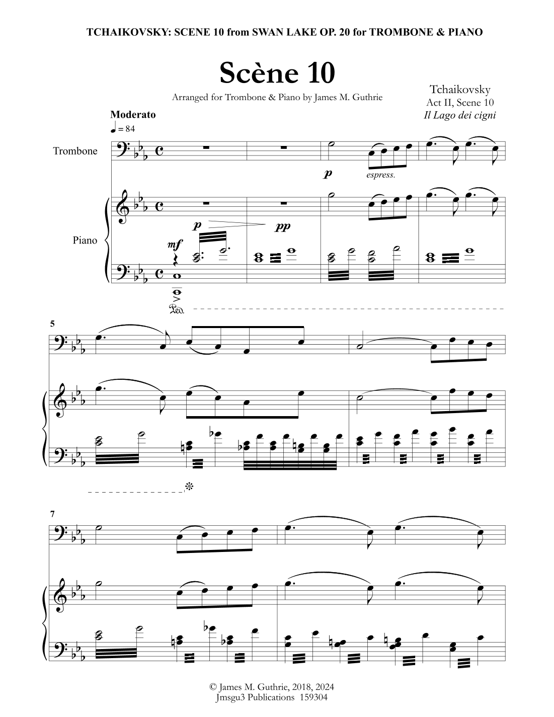 Tchaikovsky: Scene 10 from Swan Lake for Trombone & Piano (arr. James M. Guthrie, ASCAP)
