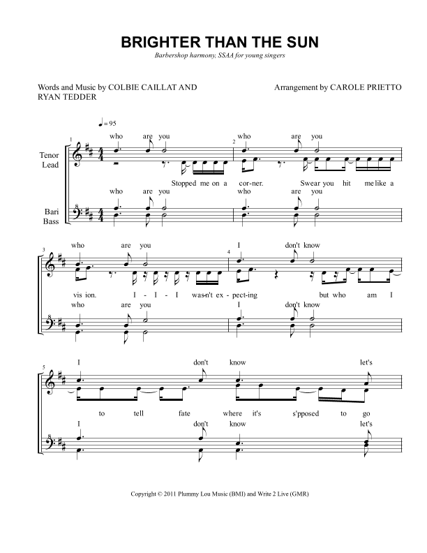 Brighter Than The Sun (arr. CAROLE PRIETTO)