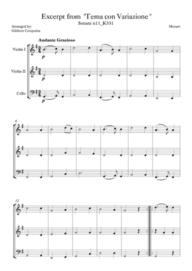 Excerpt from sonate k331 - "Tema con Variazione" (arr. Gildson Cerqueira)