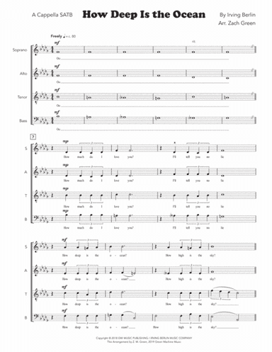 How Deep Is The Ocean (how High Is The Sky) (arr. Zach Green)