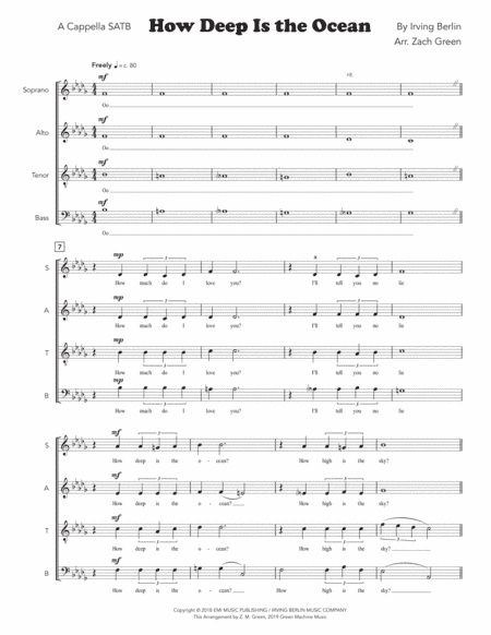 How Deep Is The Ocean (how High Is The Sky) (arr. Zach Green)