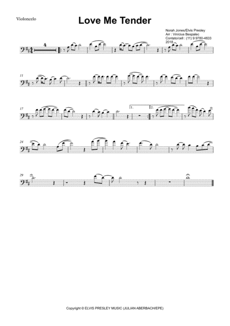 Love me Tender - Solo Violoncello