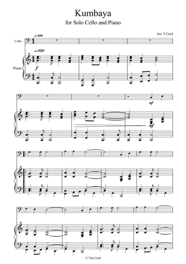 Kumbaya for Cello and Piano. (arr. Tim Curd)