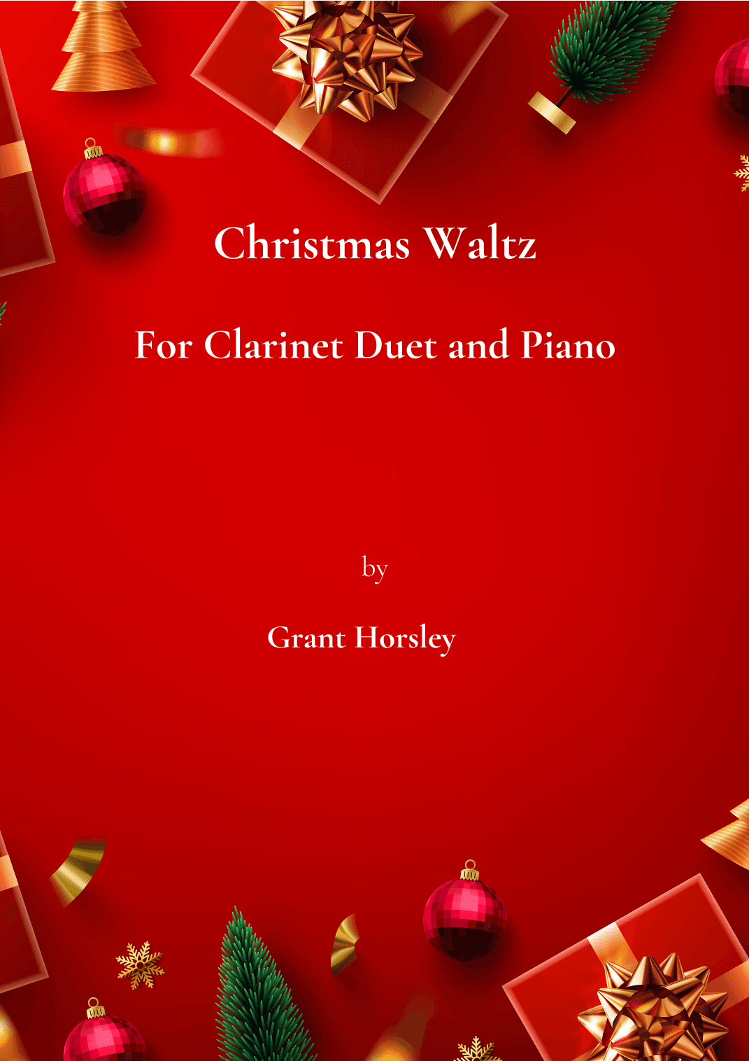 Christmas Waltz. Original For Clarinet Duet and Piano. Intermediate level
