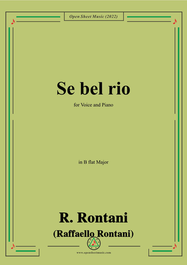 R. Rontani-Se bel rio,in B flat Major (arr. OSM Press)