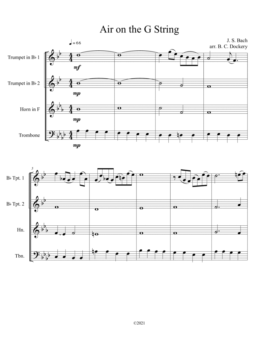 Air on the G String (Brass Quartet) (arr. B. C. Dockery)