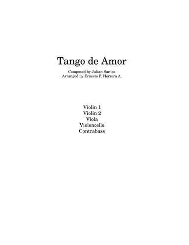 Tango De Amor for string quintet (arr. Ernesto F. Herrera A.)