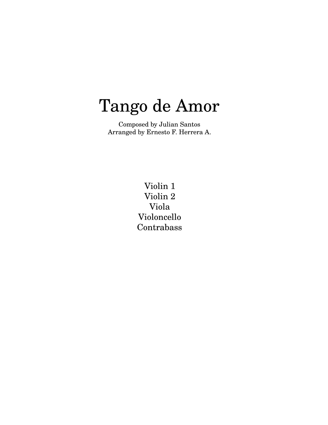 Tango De Amor for string quintet (arr. Ernesto F. Herrera A.)