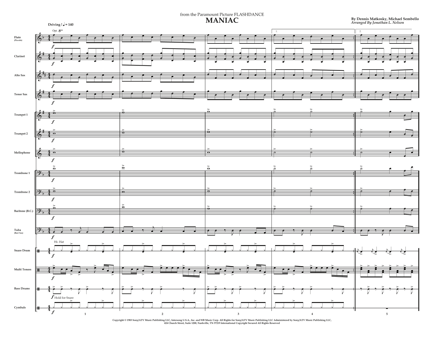 Maniac (arr. Jonathan L Nelson)