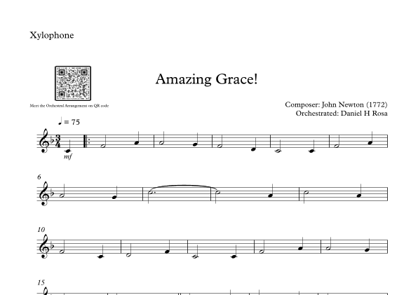 Amazing Grace How Sweet the sound - Easy Xylophone (arr. Daniel H Rosa)