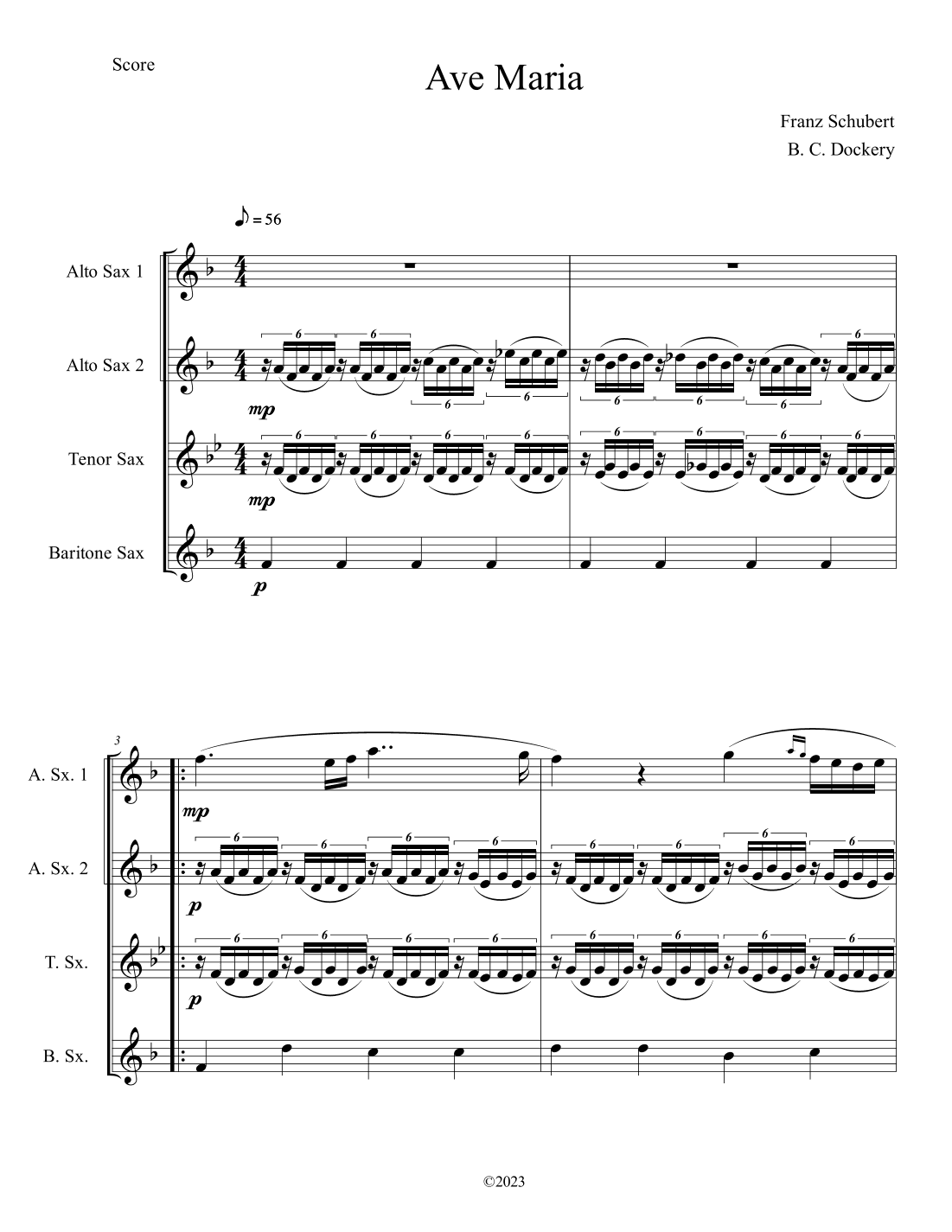 Ave Maria (Sax Quartet) (arr. B. C. Dockery)