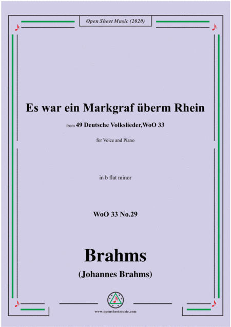 Brahms-Es war ein Markgraf überm Rhein,WoO 33 No.29,in b flat minor,for Voice&Pno (arr. MSM)
