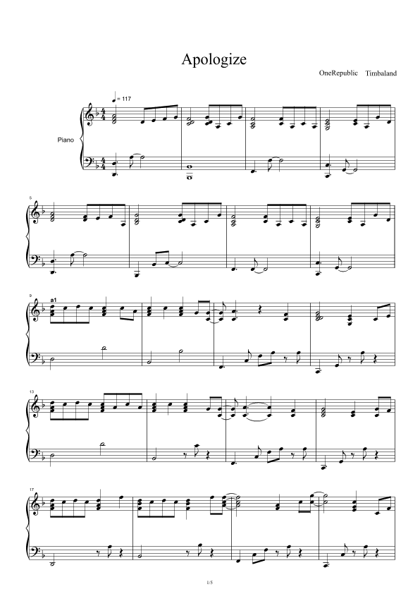 Apologize (arr. Ryan Tedder)