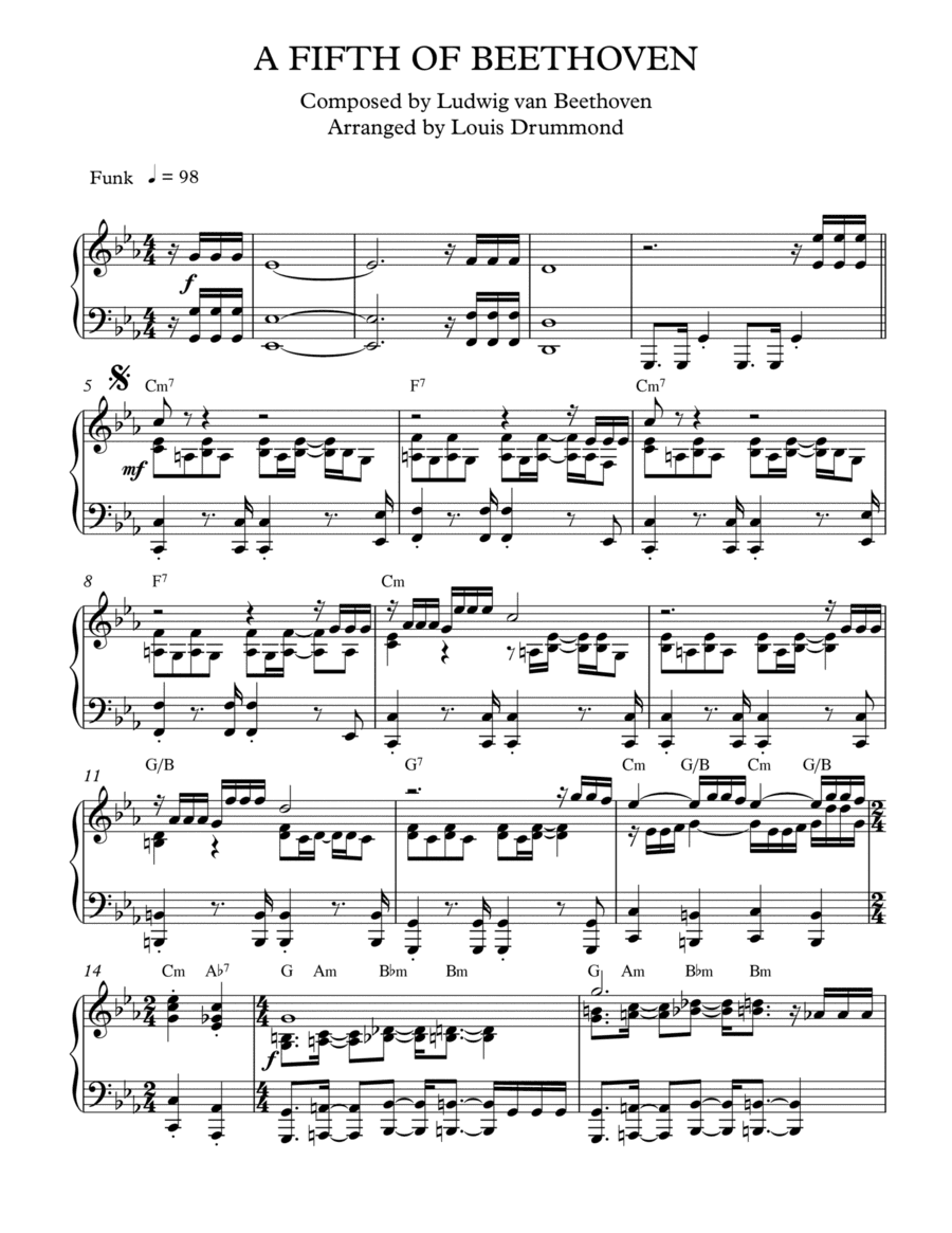 A Fifth Of Beethoven (arr. Louis Drummond)