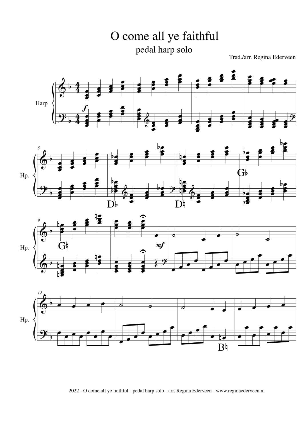 O come all ye faithful - pedal harp solo