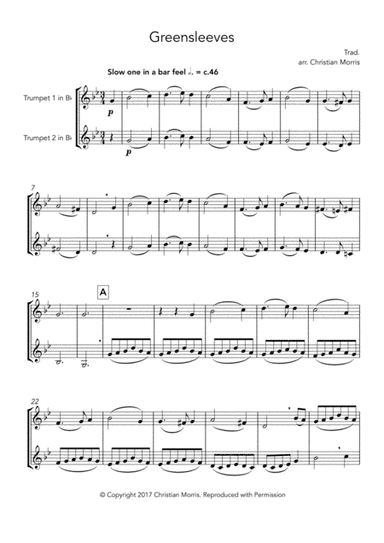 Greensleeves, fantasy for trumpet duet (arr. Hoopla Sheet Music)