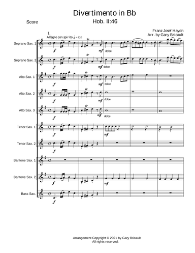 Divertimento in Bb - Hob. II:46 (arr. Gary Bricault)