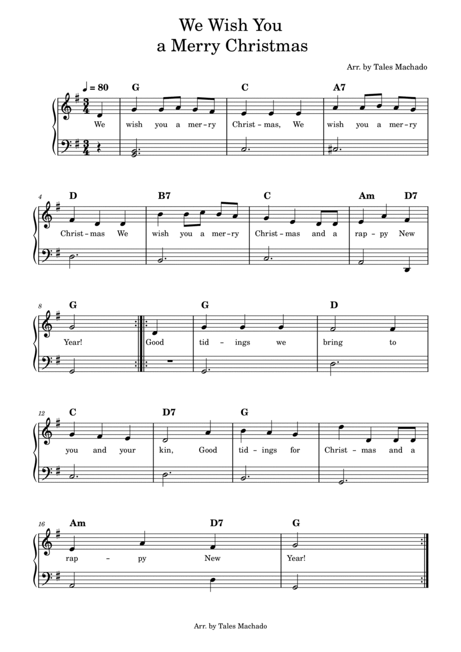 We Wish You a Merry Christmas | easy piano arrangement (arr. Tales Machado)