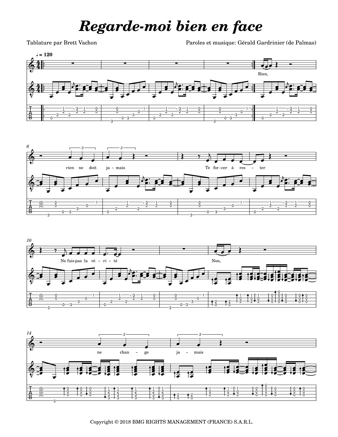 Regarde Moi Bien En Face (arr. Brett Vachon)